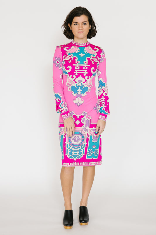 Leonard Fashion Pink Patterned Shiftdress