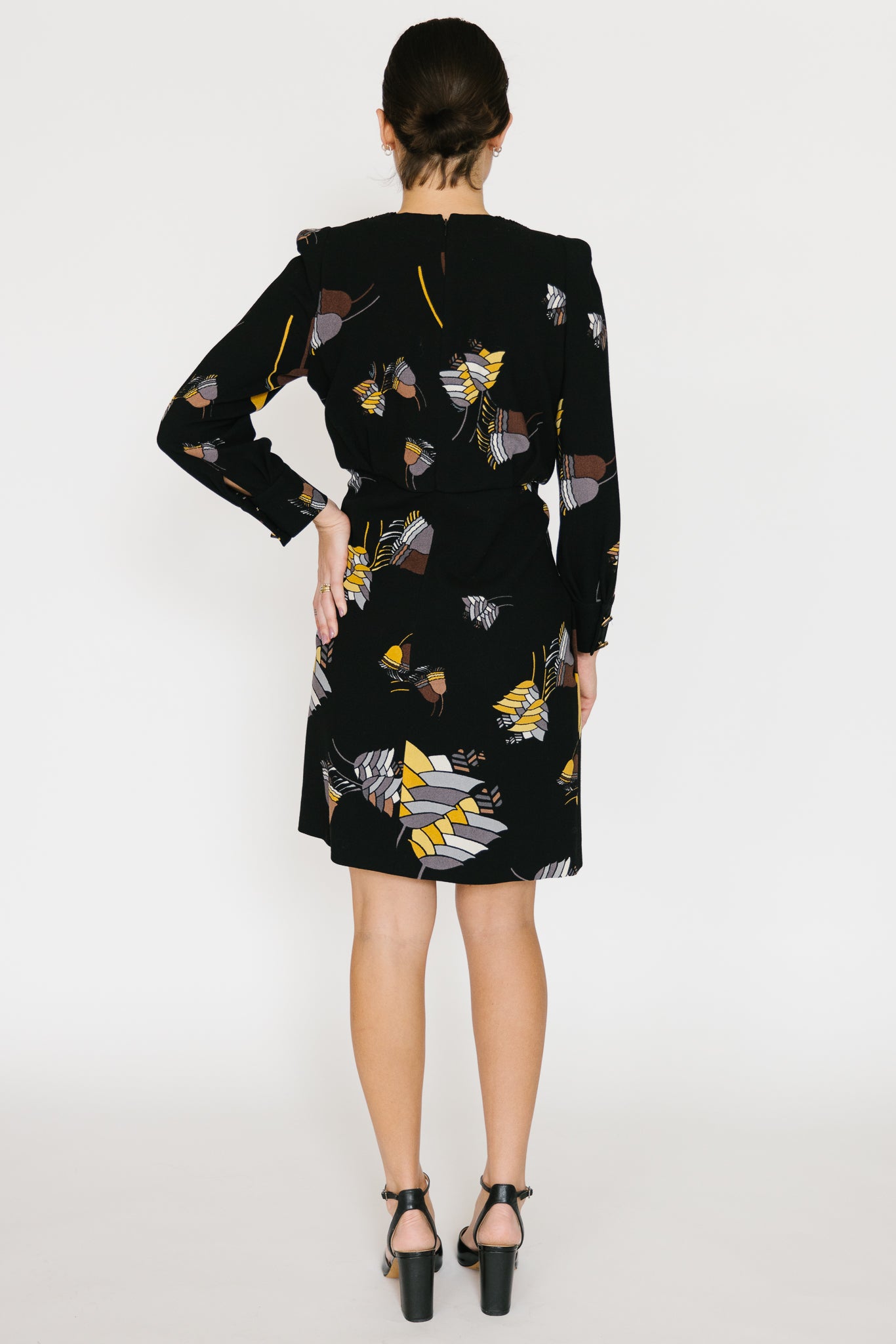 Gucci Black Crepe Floral Printed Dress