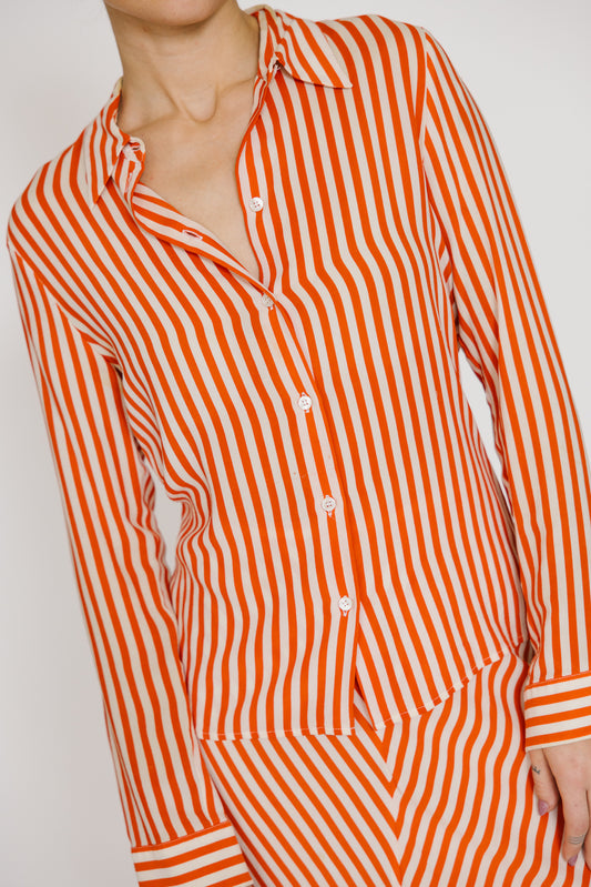 Michael Kors Orange Striped Silk Skirt Set