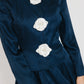 Arthur Doucette Navy Silk with White Rose Skirt Suit