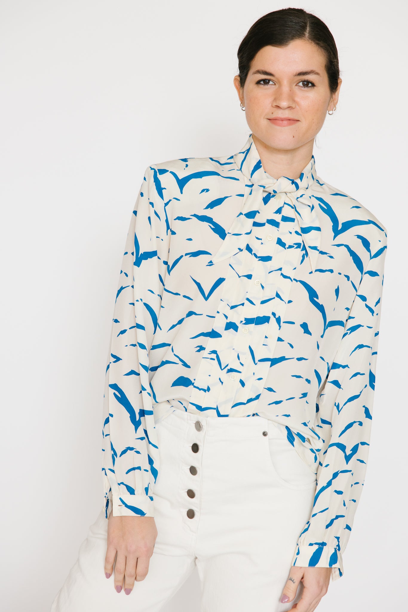 Carlisle Ivory and Blue Blouse