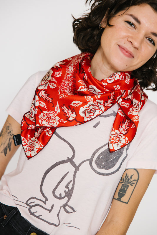 Last Chance Textiles Silk Twill Scarf- Rosey in Red Hot