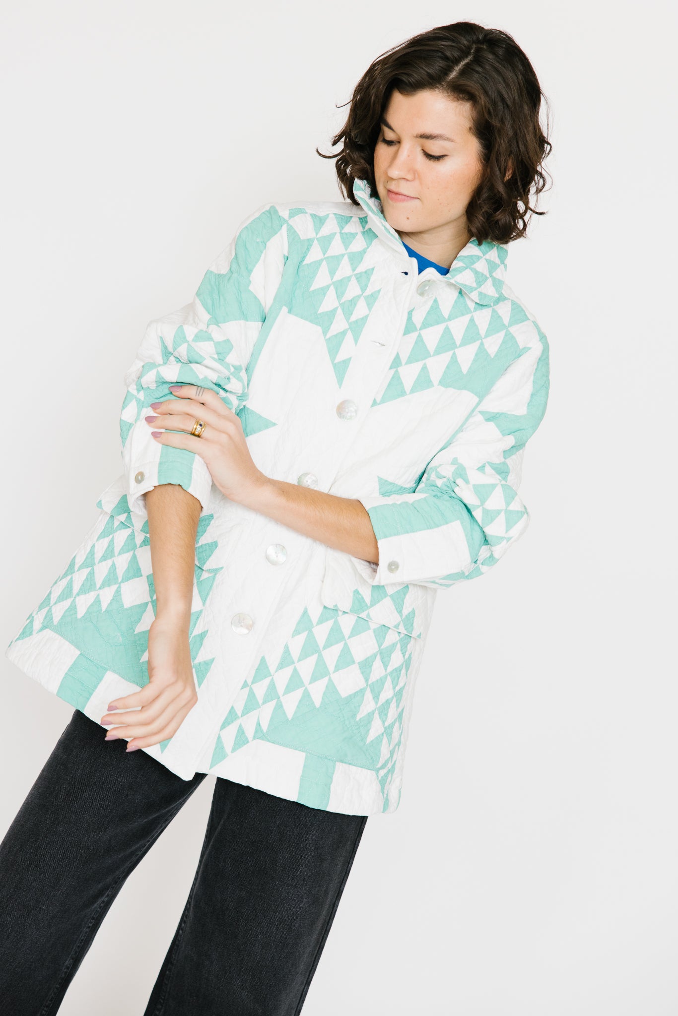 Potter's Daughter Quilt Chore Coat - Mint Arrow Print