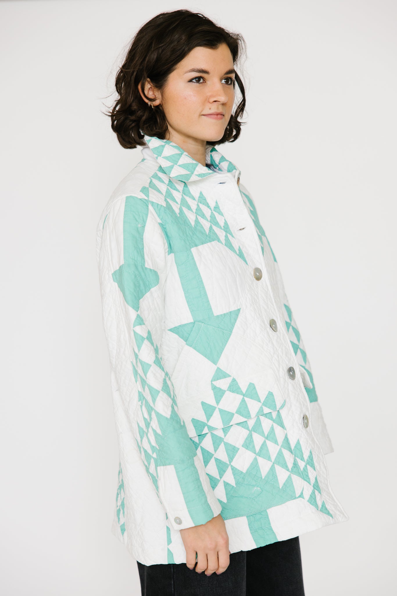 Potter's Daughter Quilt Chore Coat - Mint Arrow Print