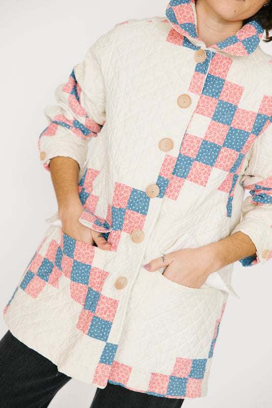 Potter's Daughter Quilt Chore Coat - Pink and Blue