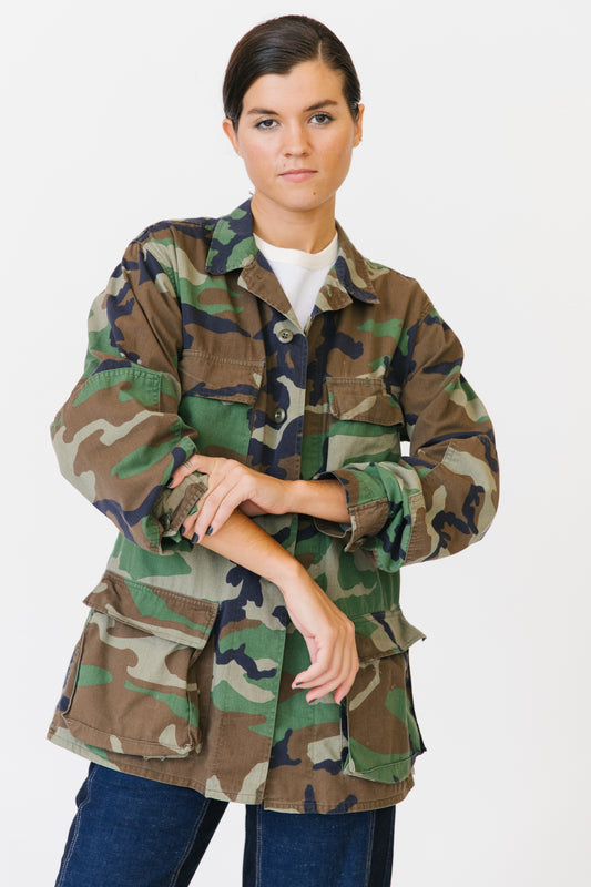 Camo Army Jacket with Asian Panel