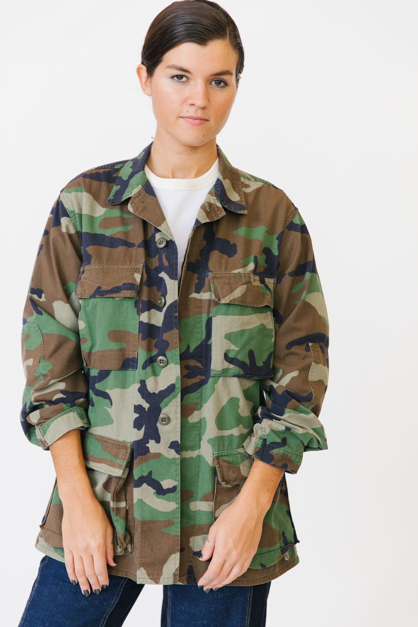 Camo Army Jacket with Asian Panel