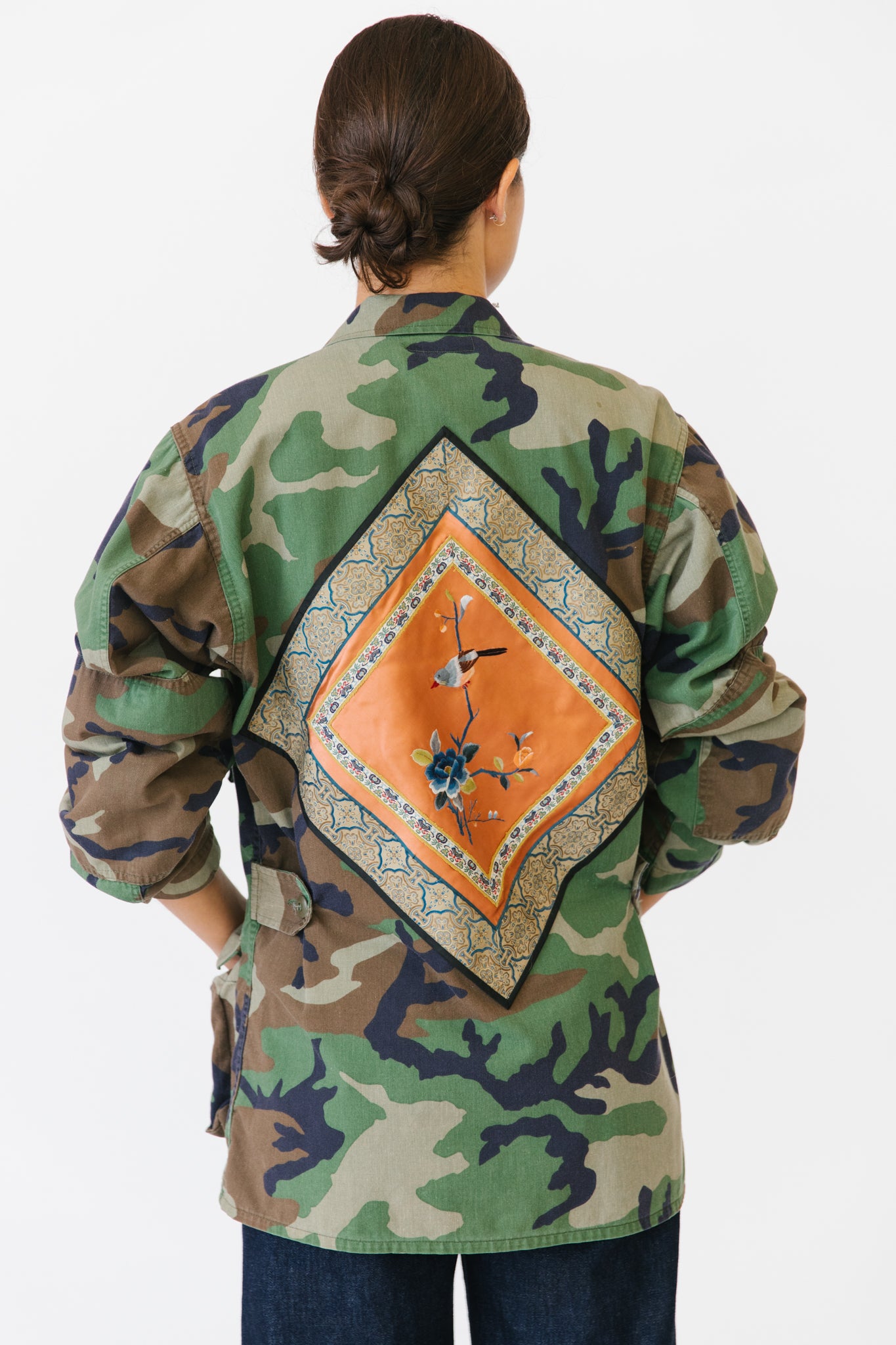 Camo Army Jacket with Asian Panel