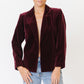 Saint Laurent Rive Gauche Merlot Velvet Jacket with Belt