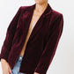 Saint Laurent Rive Gauche Merlot Velvet Jacket with Belt