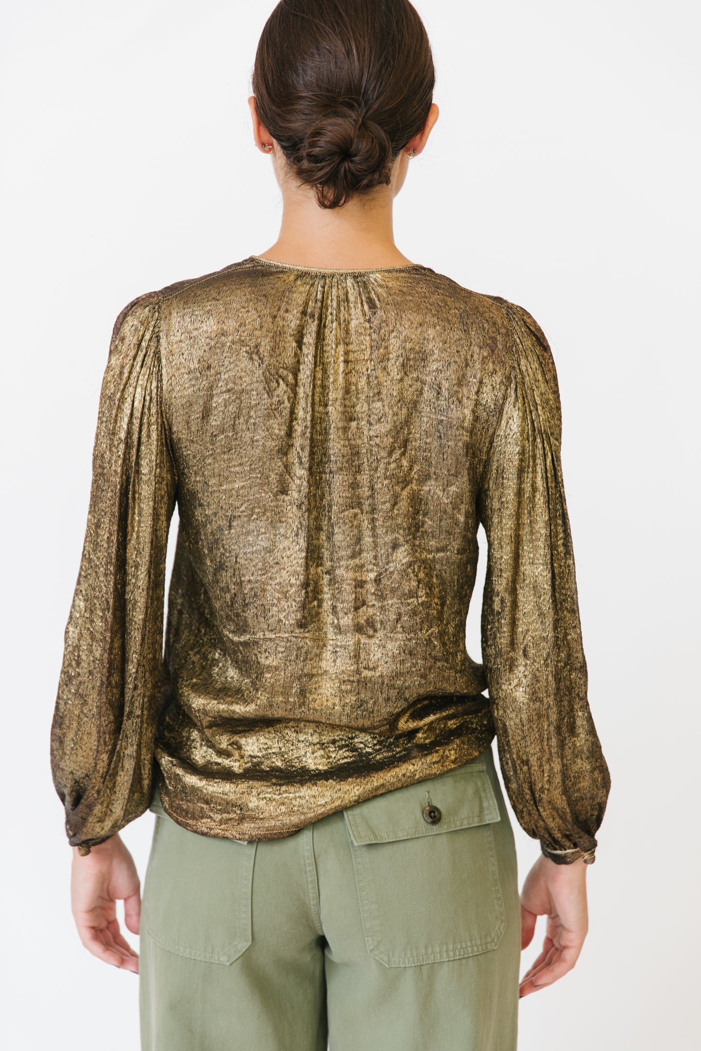 Saint Laurent Rive Gauche Gold Lamé Blouse