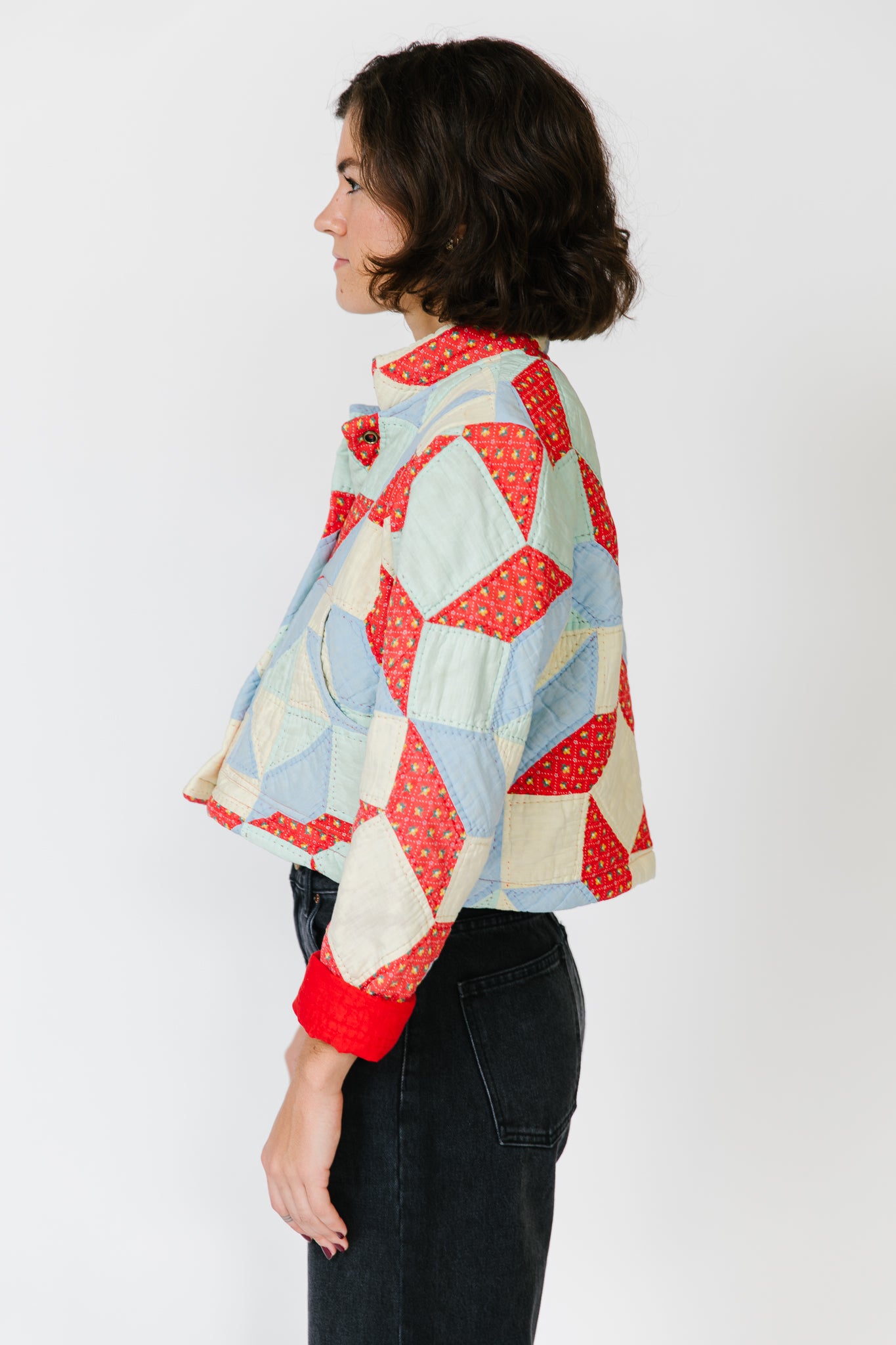 Potter's Daughter Mission Jacket - Red Geometric with Pockets