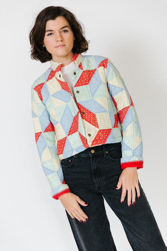 Potter's Daughter Mission Jacket - Red Geometric