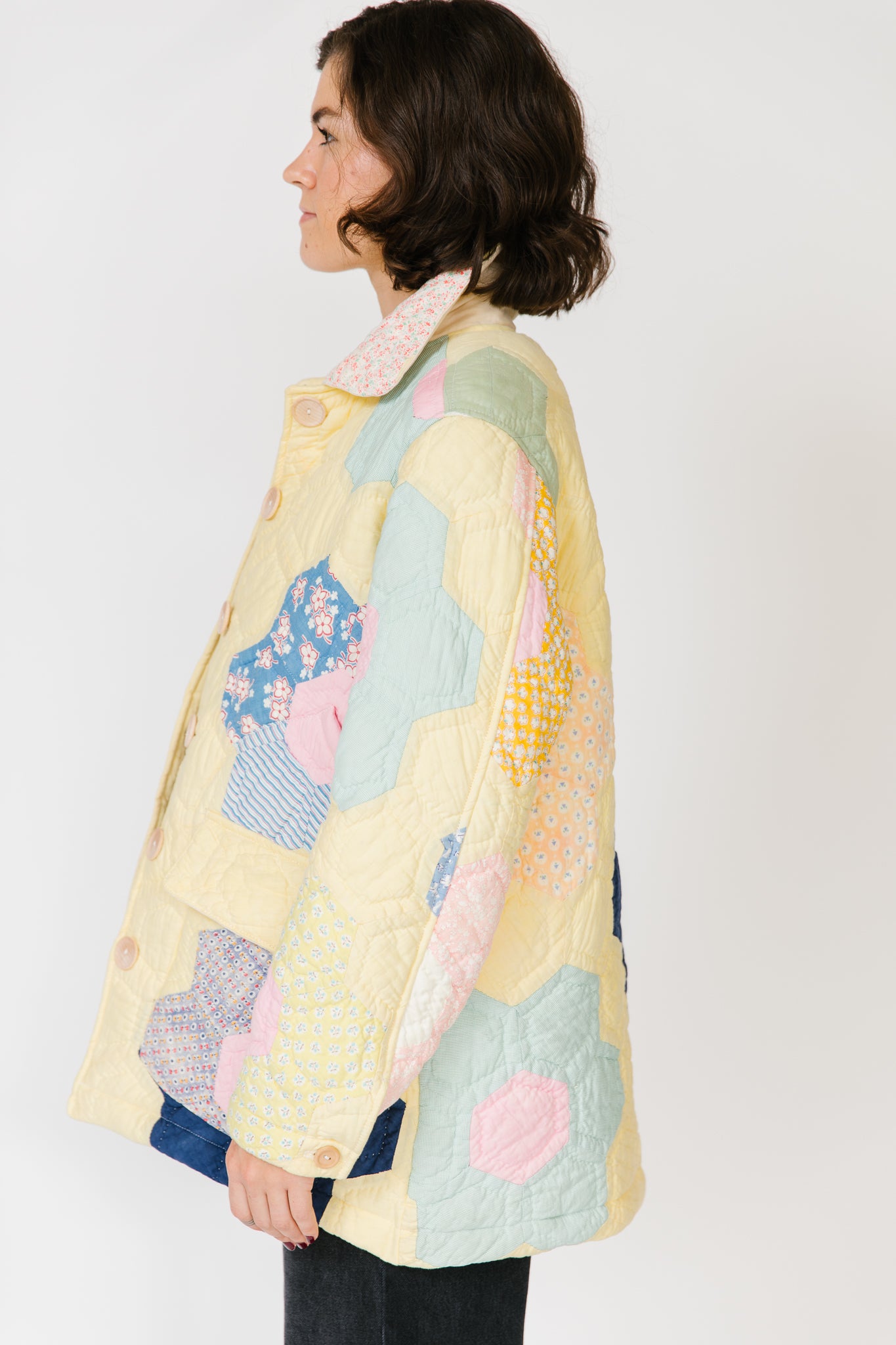 Potter's Daughter Quilt Chore Coat - Yellow Flower