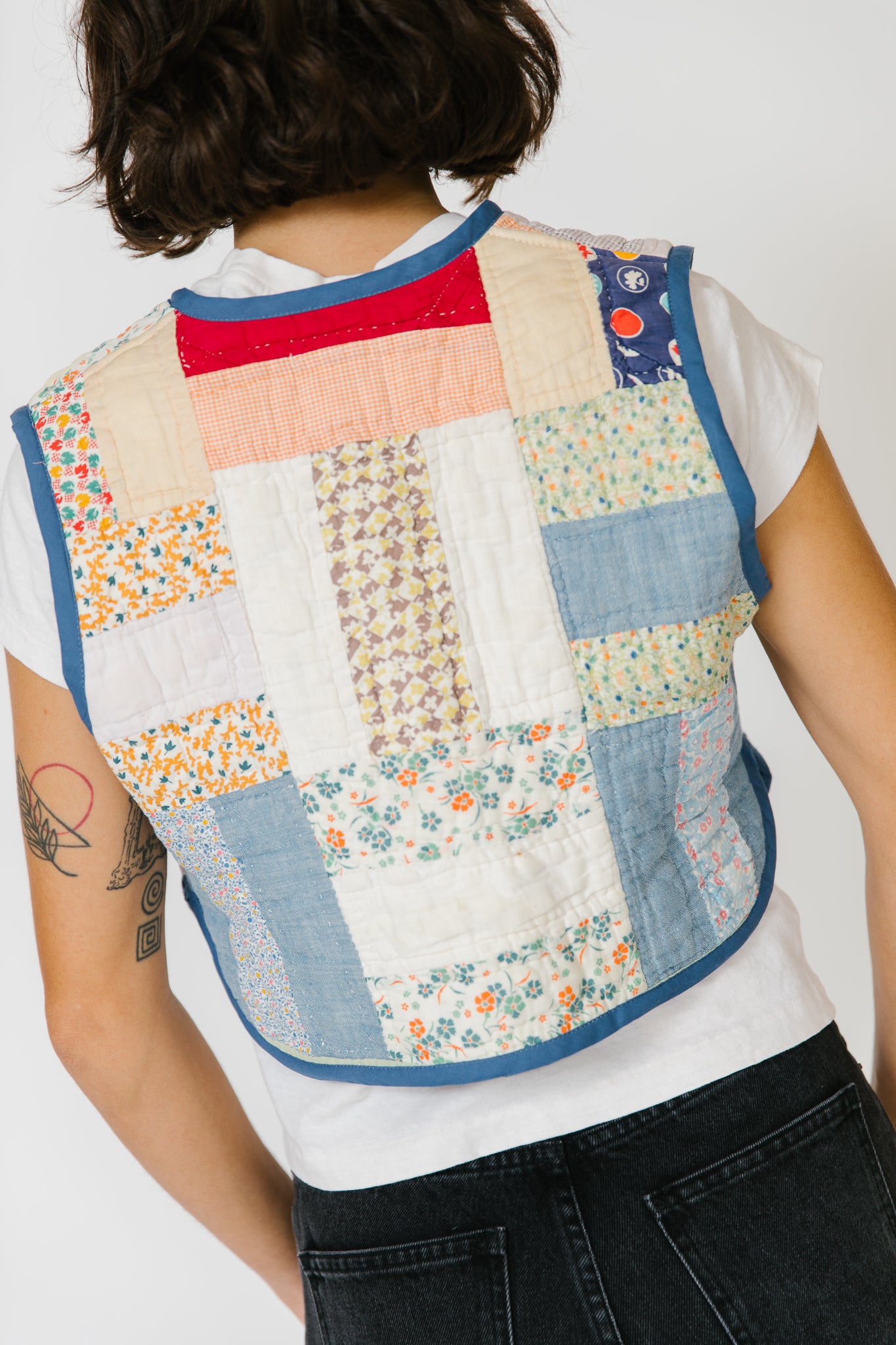 Potter's Daughter Quilt Vest- Blue Trim Floral