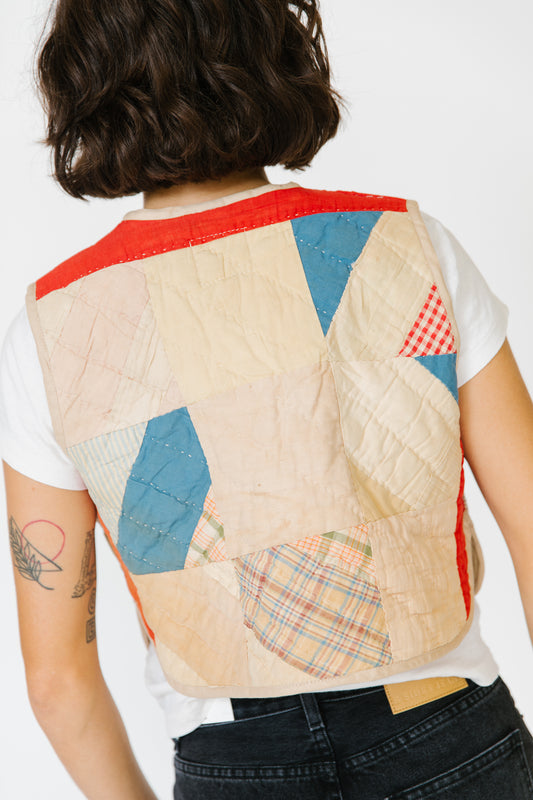 Potter's Daughter Quilt Vest - Red and Blue Colorblock 2