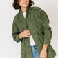 Green Military Jacket with Silk Appliqué