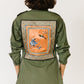 Green Military Jacket with Silk Appliqué