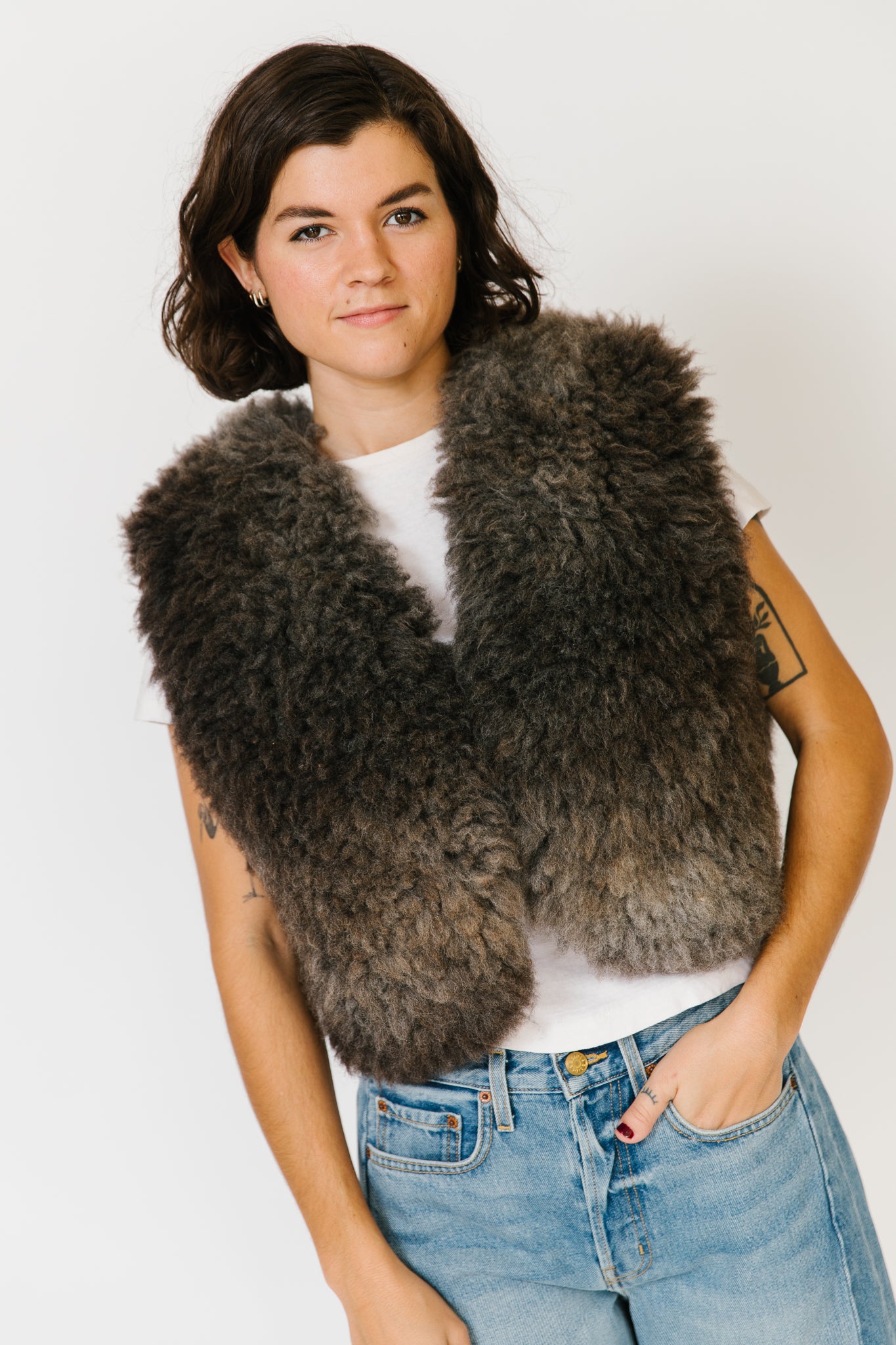 Potter's Daughter Shearling Vest - Charcoal