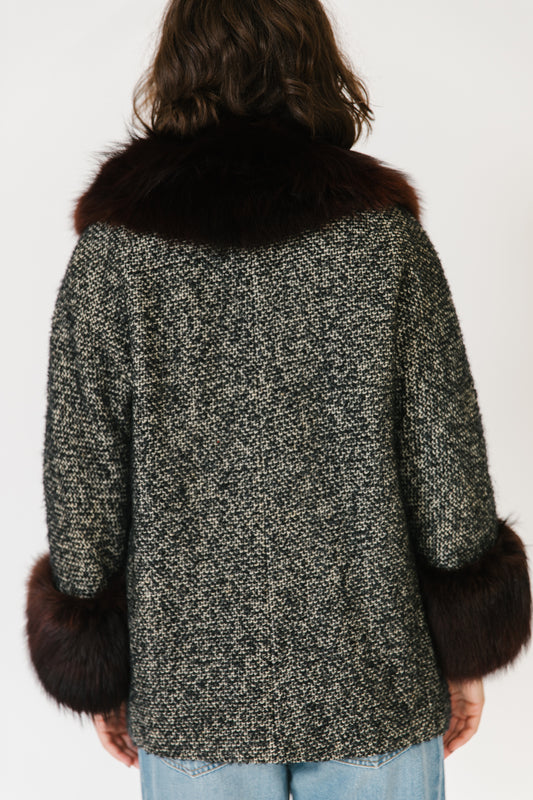 Weinberg's Tweed Jacket with Died Fox Collar and Cuff