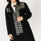 Black and White Check Reversible Mohair Coat