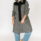 Black and White Check Reversible Mohair Coat