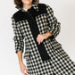 Black and White Check Reversible Mohair Coat