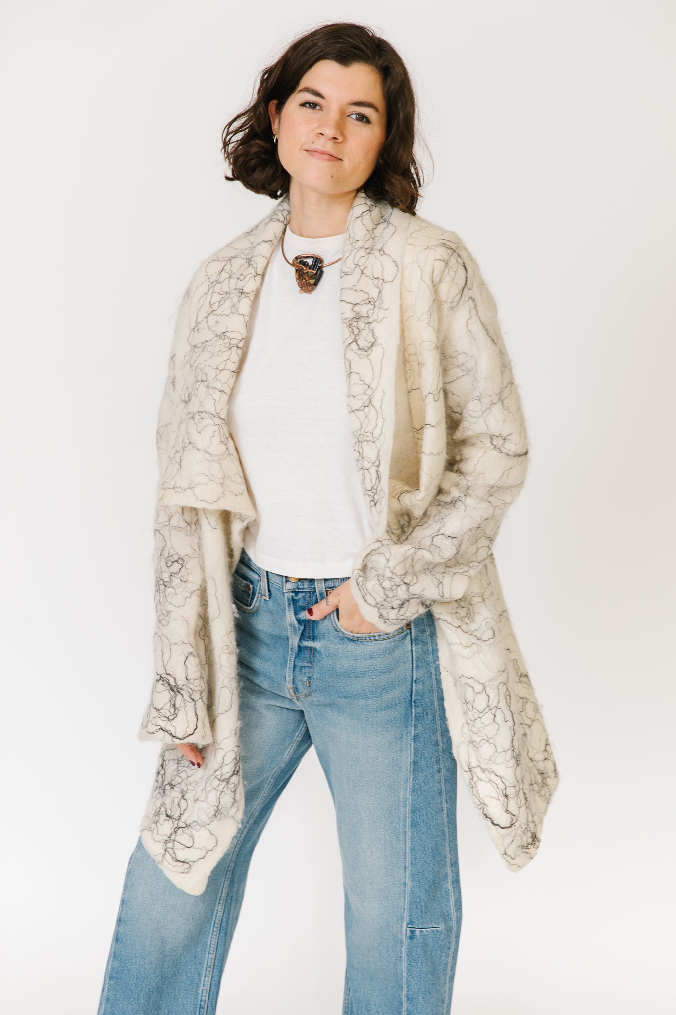 Ivory Felted Asymmetrical Jacket