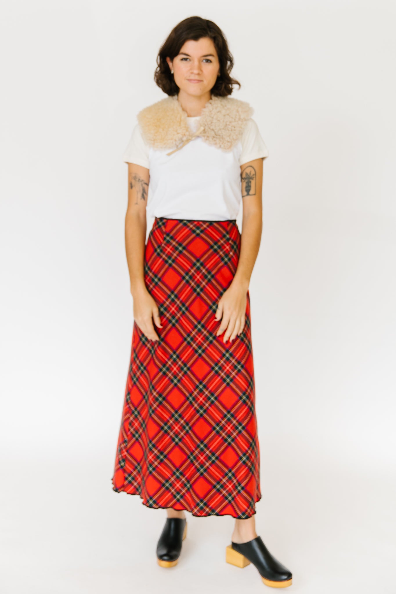 Willie Smith Red Plaid Midi Skirt