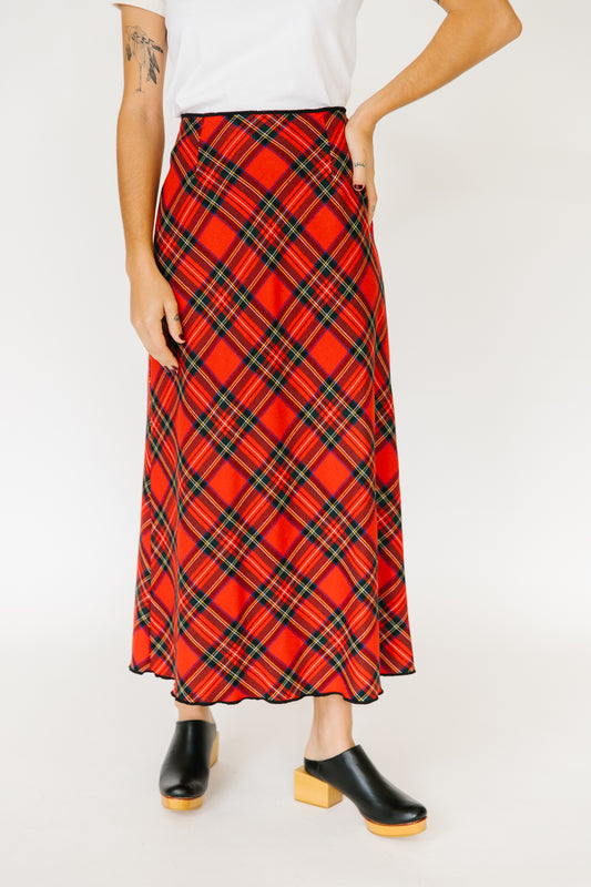 Willie Smith Red Plaid Midi Skirt