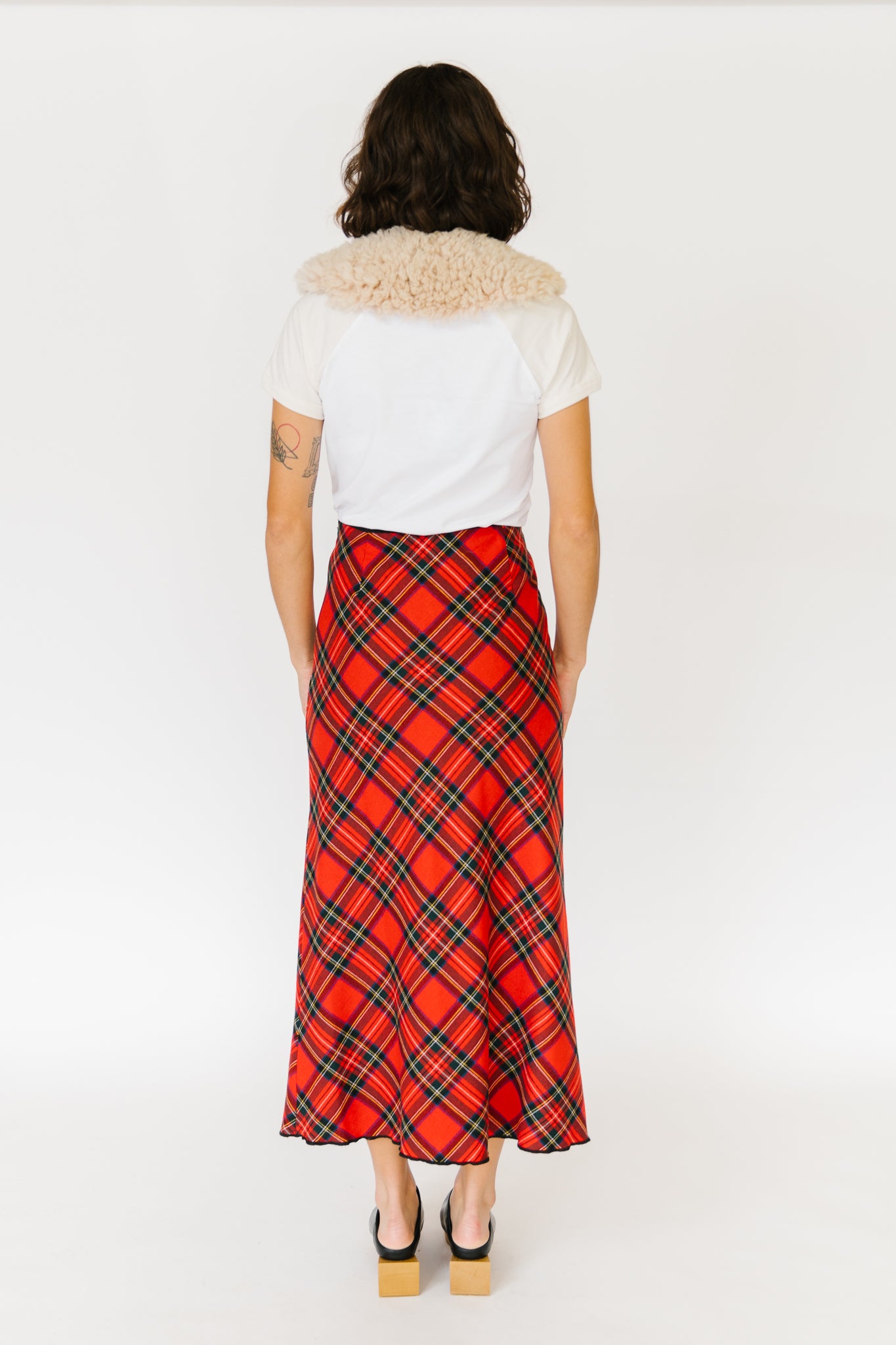 Willie Smith Red Plaid Midi Skirt