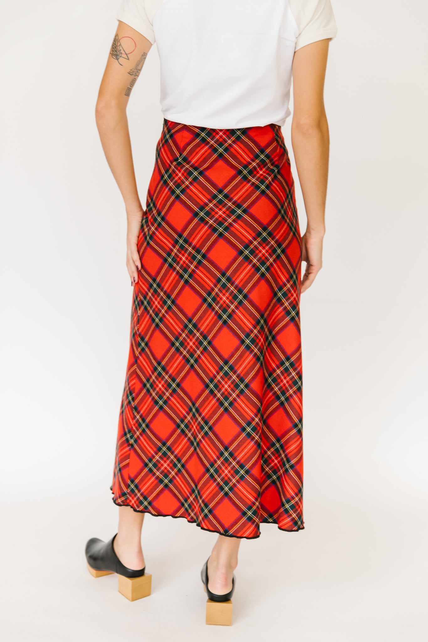 Willie Smith Red Plaid Midi Skirt