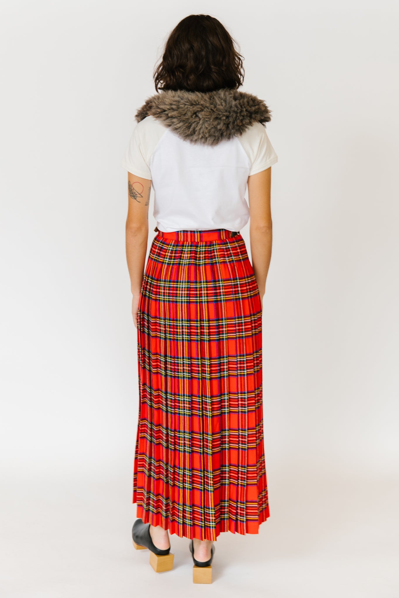 Outward Bound Red Plaid Pleated Maxi Skirt