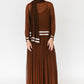 Chocolate Silk and Silver Lamé Pleated Gown