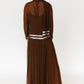 Chocolate Silk and Silver Lamé Pleated Gown