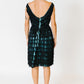 Teal with Black Fringe Overlay Dress