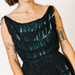 Teal with Black Fringe Overlay Dress