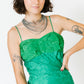 Green Floral Brocade Party Dress