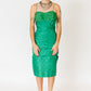 Green Floral Brocade Party Dress