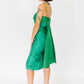 Green Floral Brocade Party Dress