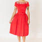 Electric Red Velvet Party Dress