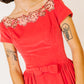 Electric Red Velvet Party Dress