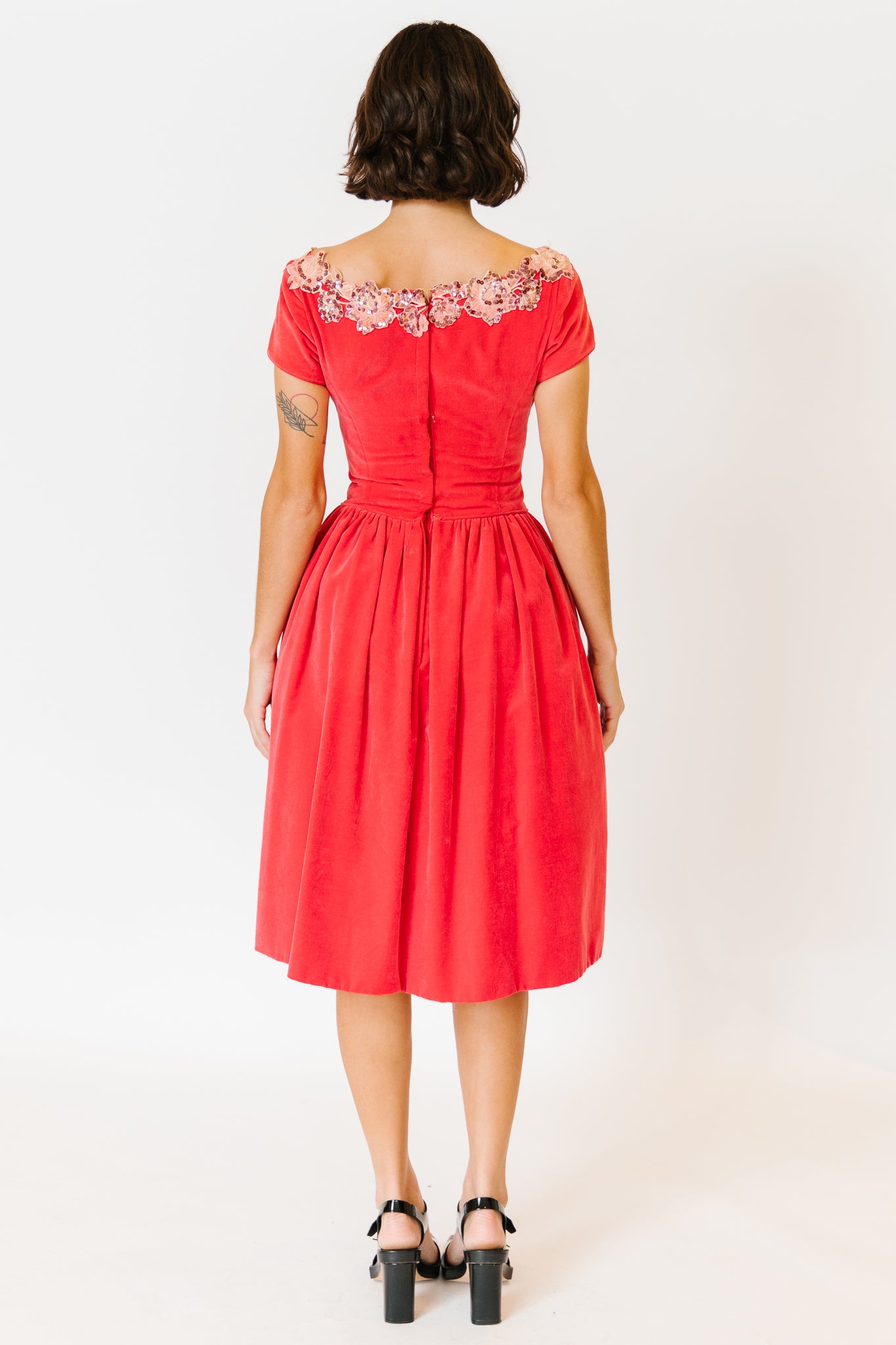 Electric Red Velvet Party Dress