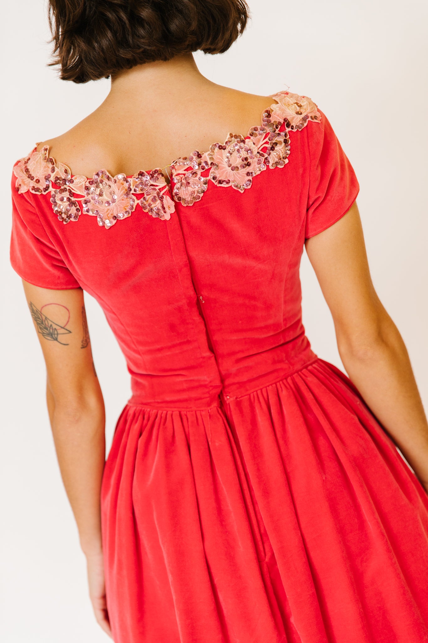 Electric Red Velvet Party Dress