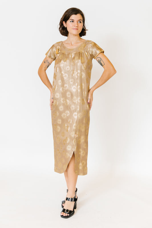 Linda Gold Asian Brocade Dress