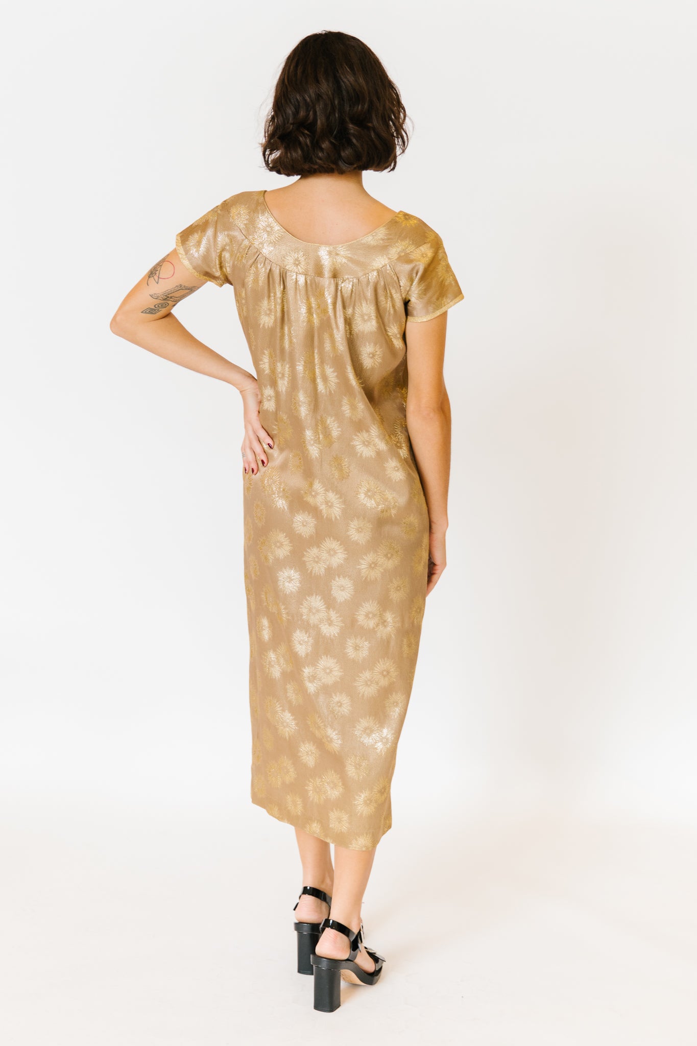 Linda Gold Asian Brocade Dress