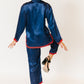 Holiday Blue/Red Asian Style Silk Lounge Set