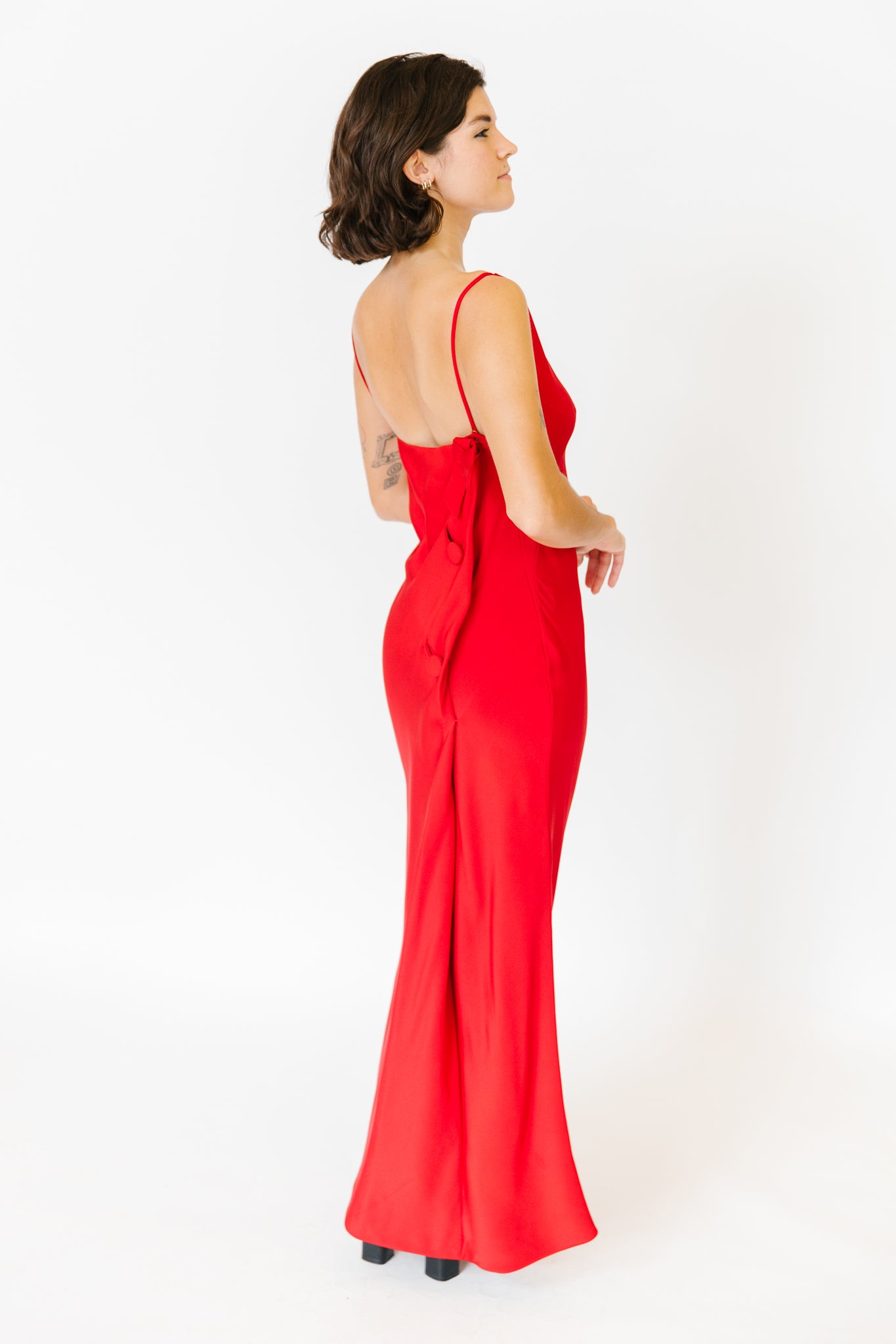 1940s Maurice Rentner Red Evening Gown