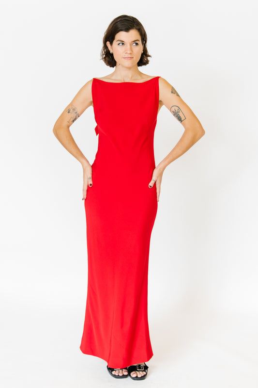 1940s Maurice Rentner Red Evening Gown