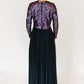 Purple/Navy Silk Sequined Gown